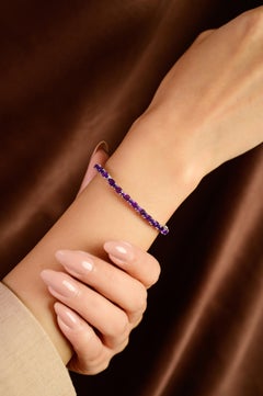 Silvorra 925 Plata 7.88ct Amatista Febrero Birthstone Tennis Bracelet for Her