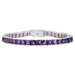 Bracciale tennis in argento 925 con ametista 4x4 mm e taglio quadrato per un regalo di matrimonio