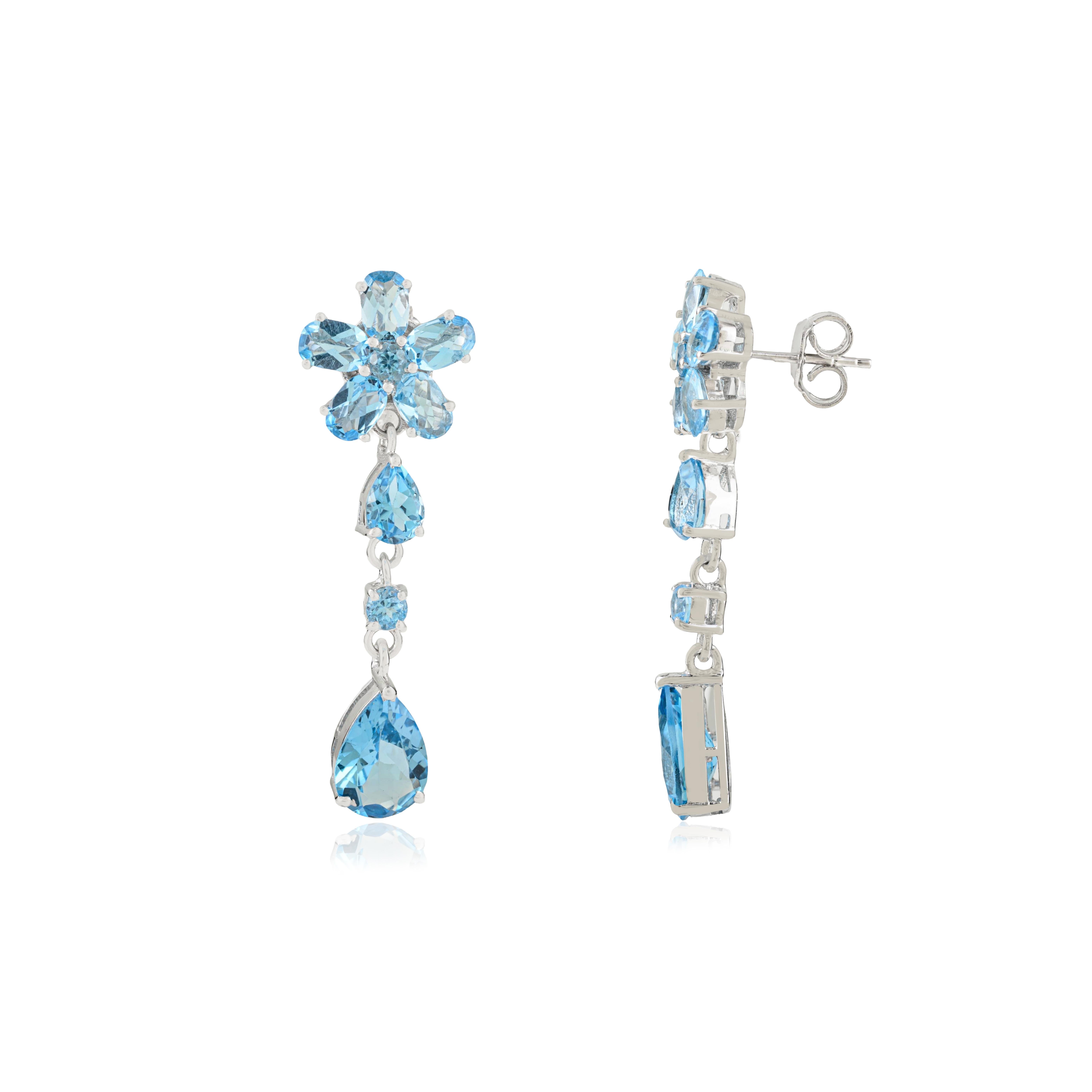 Art Déco Orecchini a goccia a cascata floreale in argento 925 di Silvorra, regalo di ringraziamento in vendita