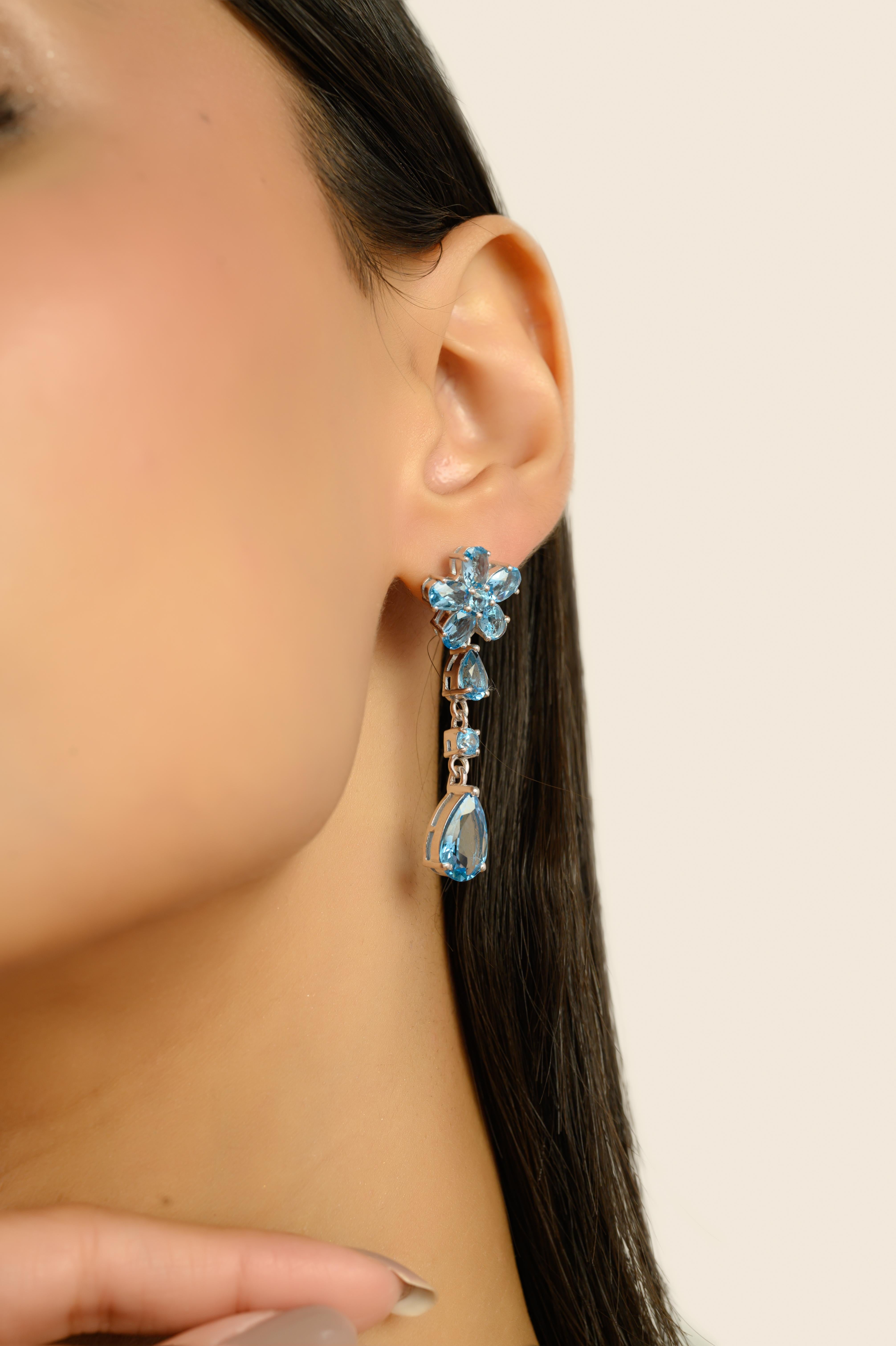 Donna Orecchini a goccia a cascata floreale in argento 925 di Silvorra, regalo di ringraziamento in vendita