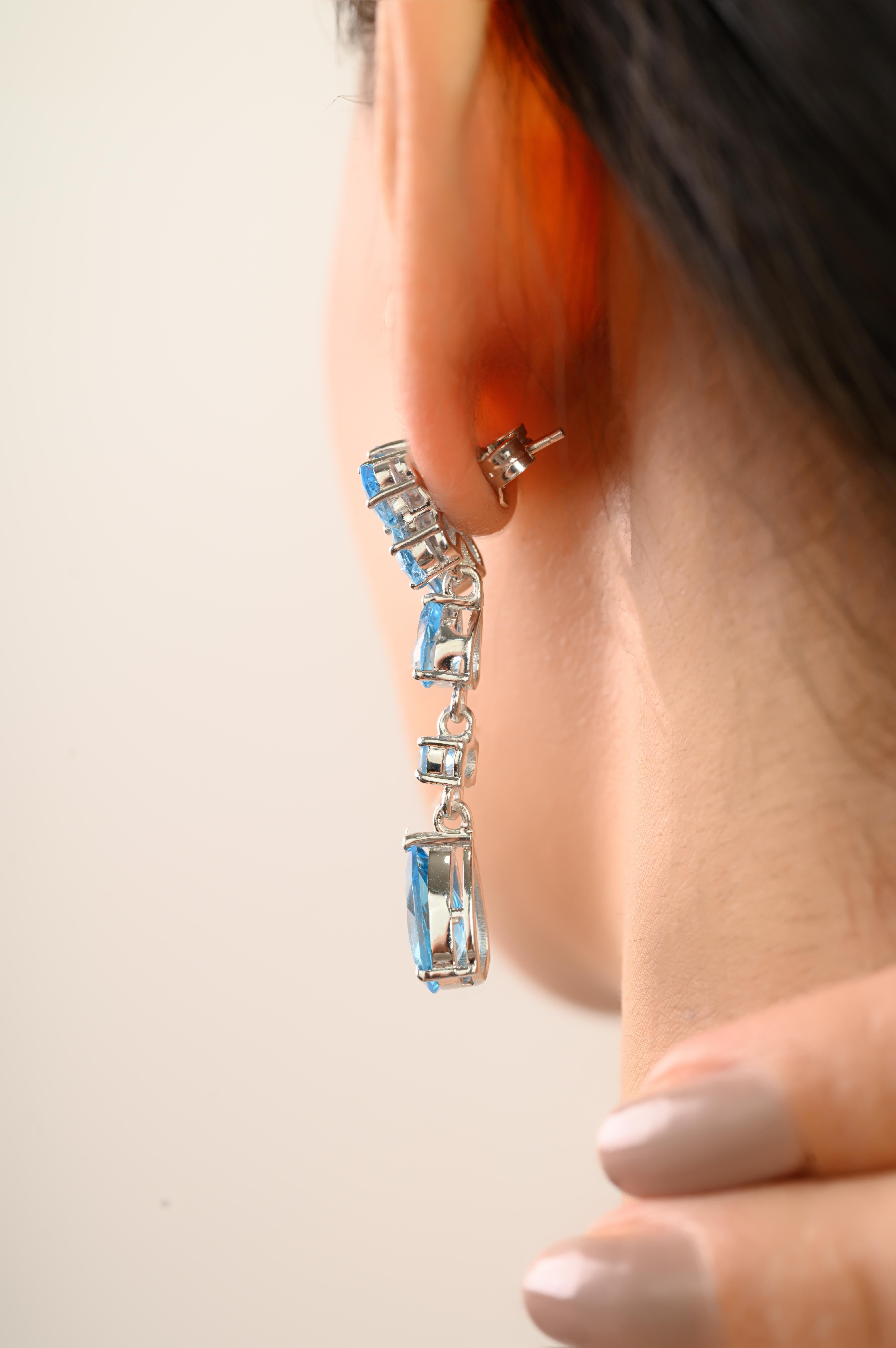 Orecchini a goccia a cascata floreale in argento 925 di Silvorra, regalo di ringraziamento in vendita 2