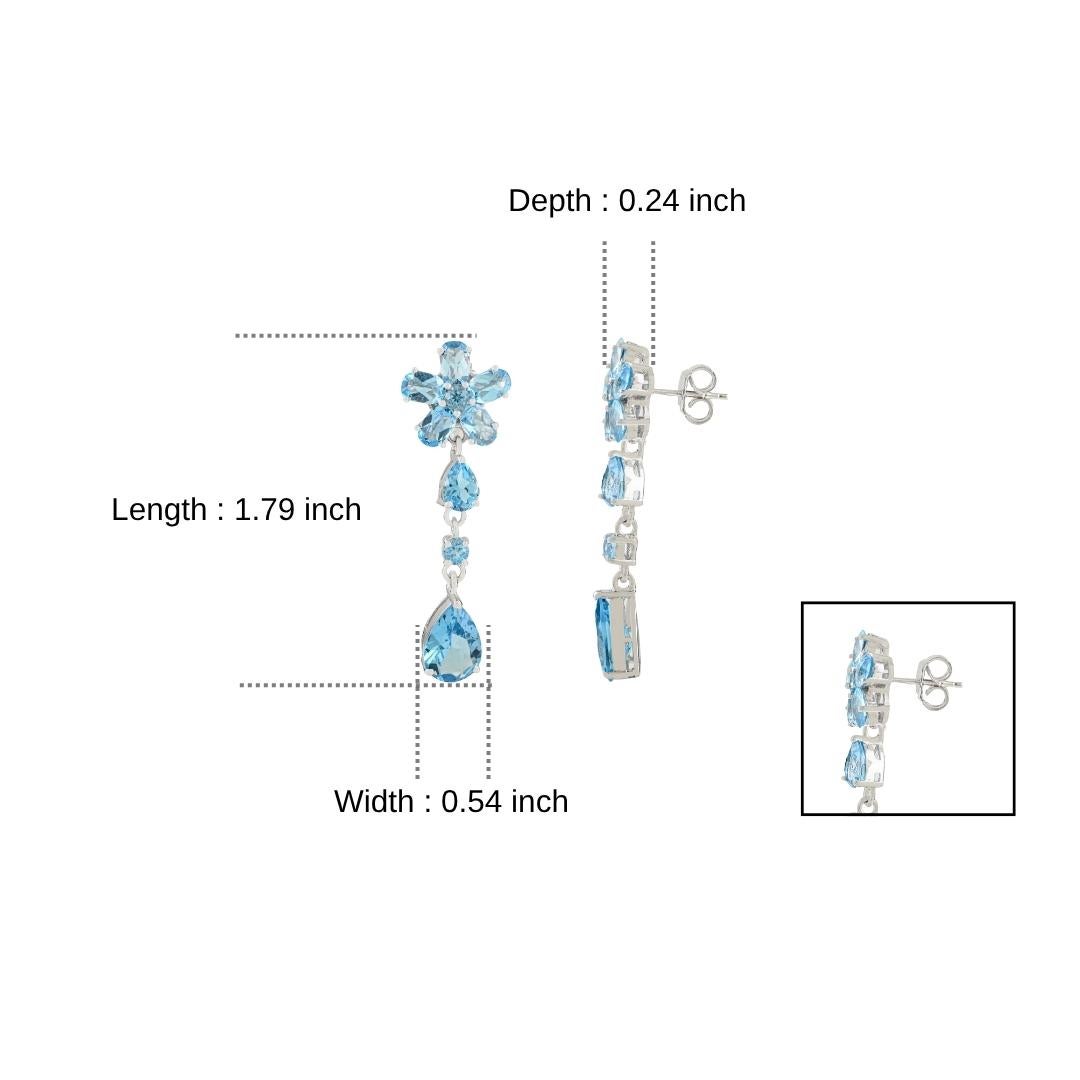 Orecchini a goccia a cascata floreale in argento 925 di Silvorra, regalo di ringraziamento in vendita 3