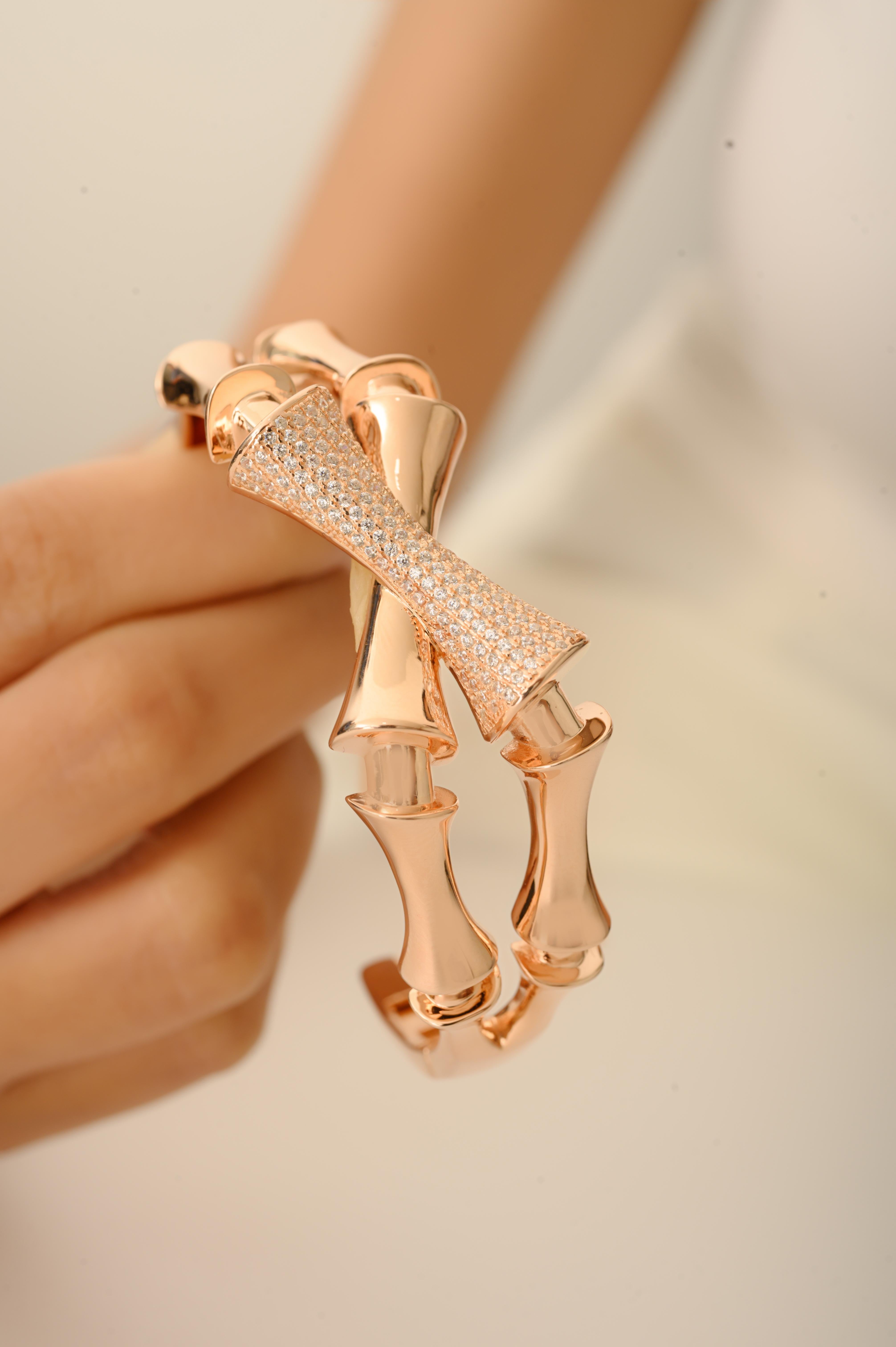 Donna Bracciale Criss Cross Cubic Zirconia placcato oro rosa in argento 925 Silvorra in vendita