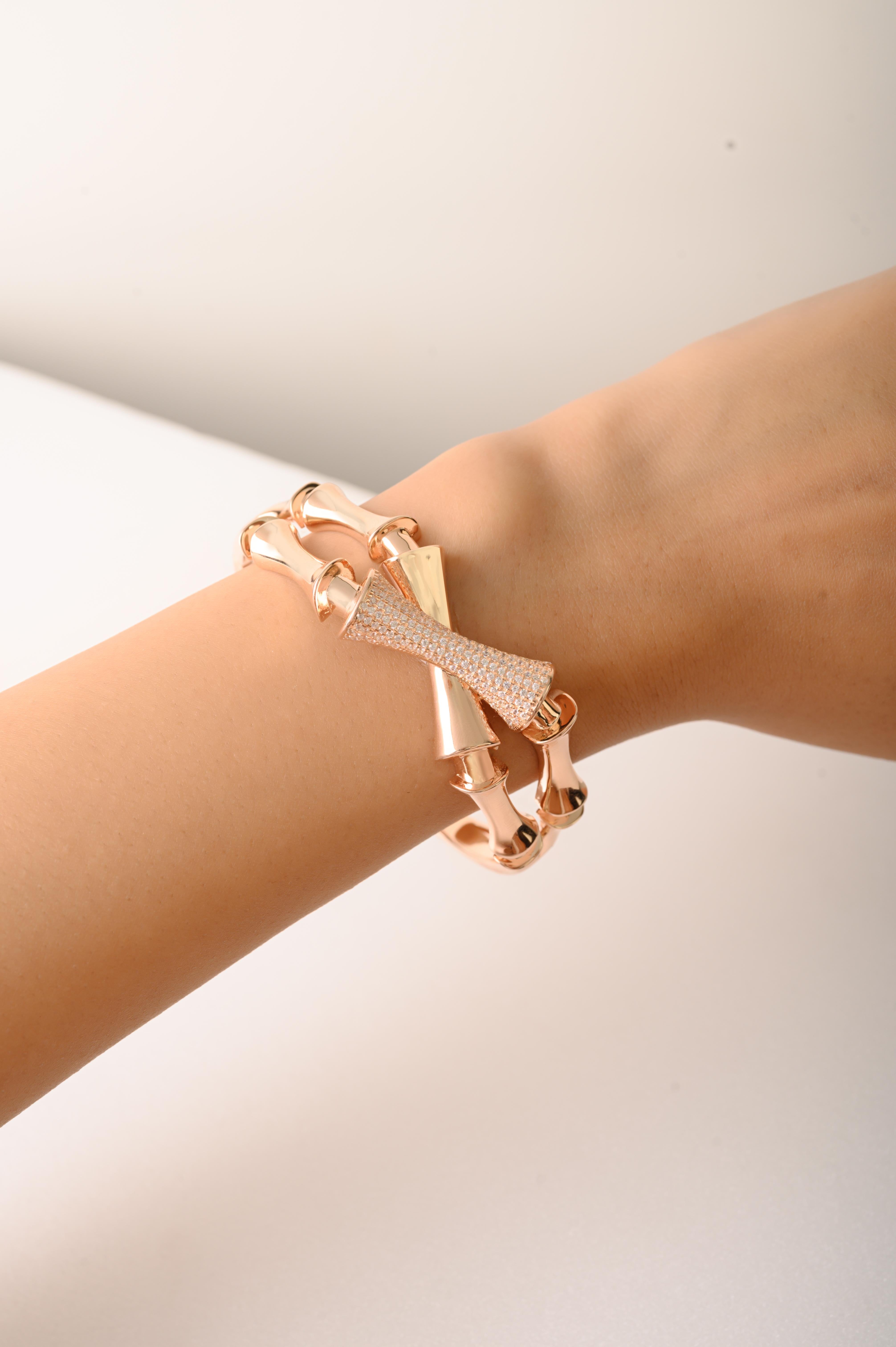 Bracciale Criss Cross Cubic Zirconia placcato oro rosa in argento 925 Silvorra in vendita 2