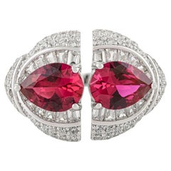 Silvorra 925 Silver Elegant Pink 
White Cubic Zirconia Double-Stone Ring