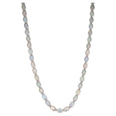 Silvorra 925 Silver Elegant Tennis Necklace with Opal Gemstone Jewelry for Women