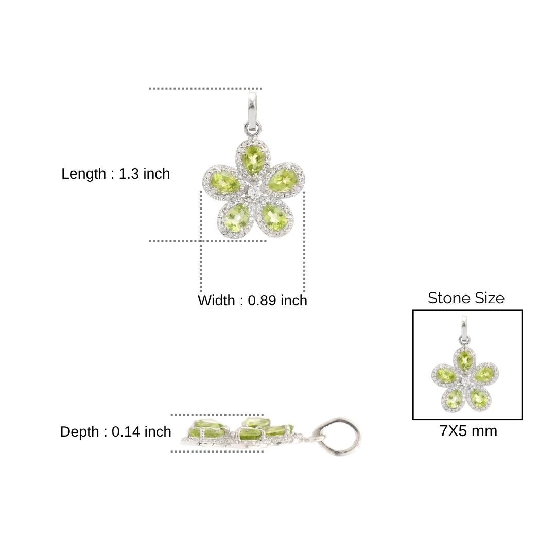 Silvorra 925 Argento Greene & Greene & Greene & Cubic Zirconia Ciondolo floreale Regalo di Natale in vendita 4