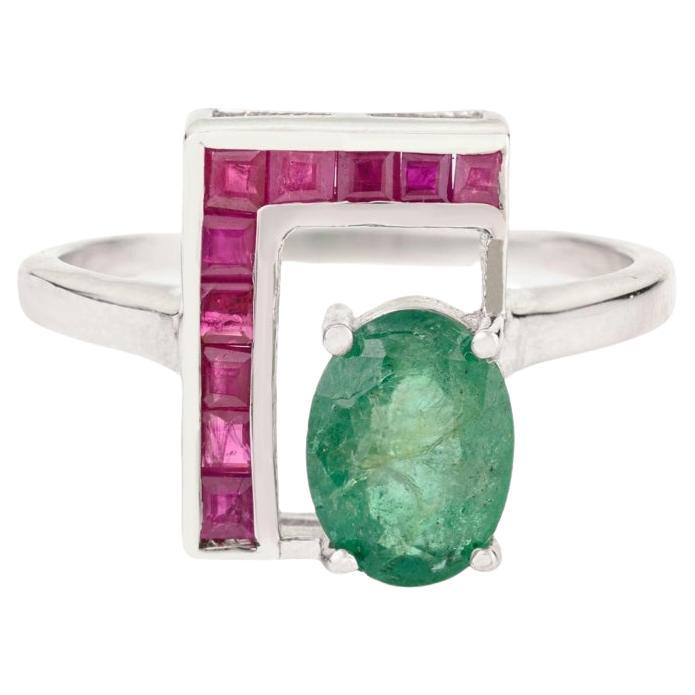 Silvorra 925 Silver L-shaped Ring with 1.82ct Emerald
Ruby Jewelry for Women