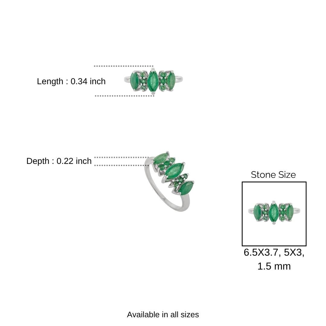 in vendita:  Anello a tre pietre con smeraldo naturale da 1,2 carati in argento 925 di Silvorra. 10