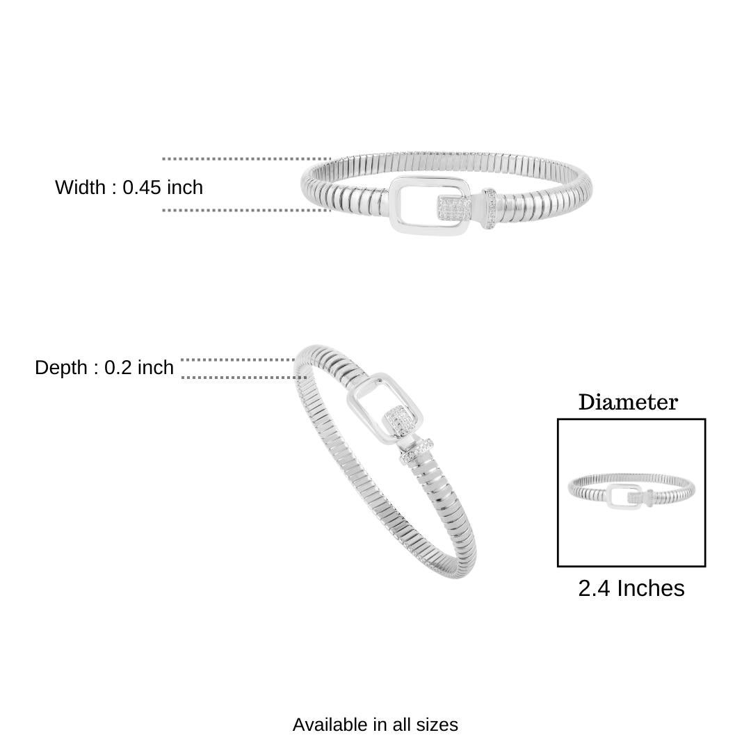 Bracciale con fibbia moderna a coste in argento 925 di Silvorra con zirconi scintillanti in vendita 5