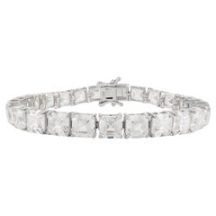 Silvorra 925 Silver Modern Square Cut White Cubic Zirconia Tennis Bracelet