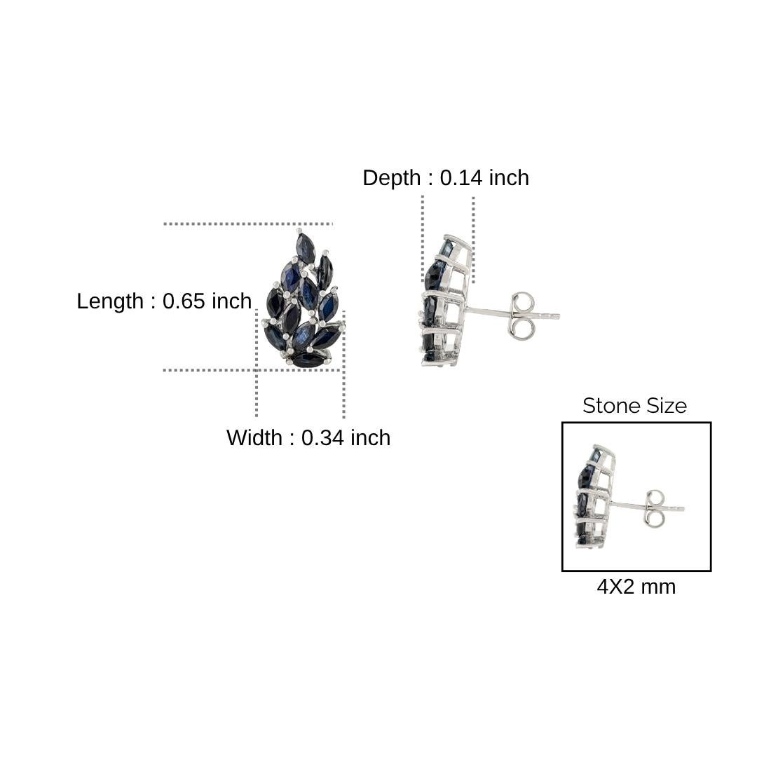 Orecchini a perno con foglie di zaffiro blu modernista Silvorra 925 Argento Regalo di ringraziamento in vendita 4