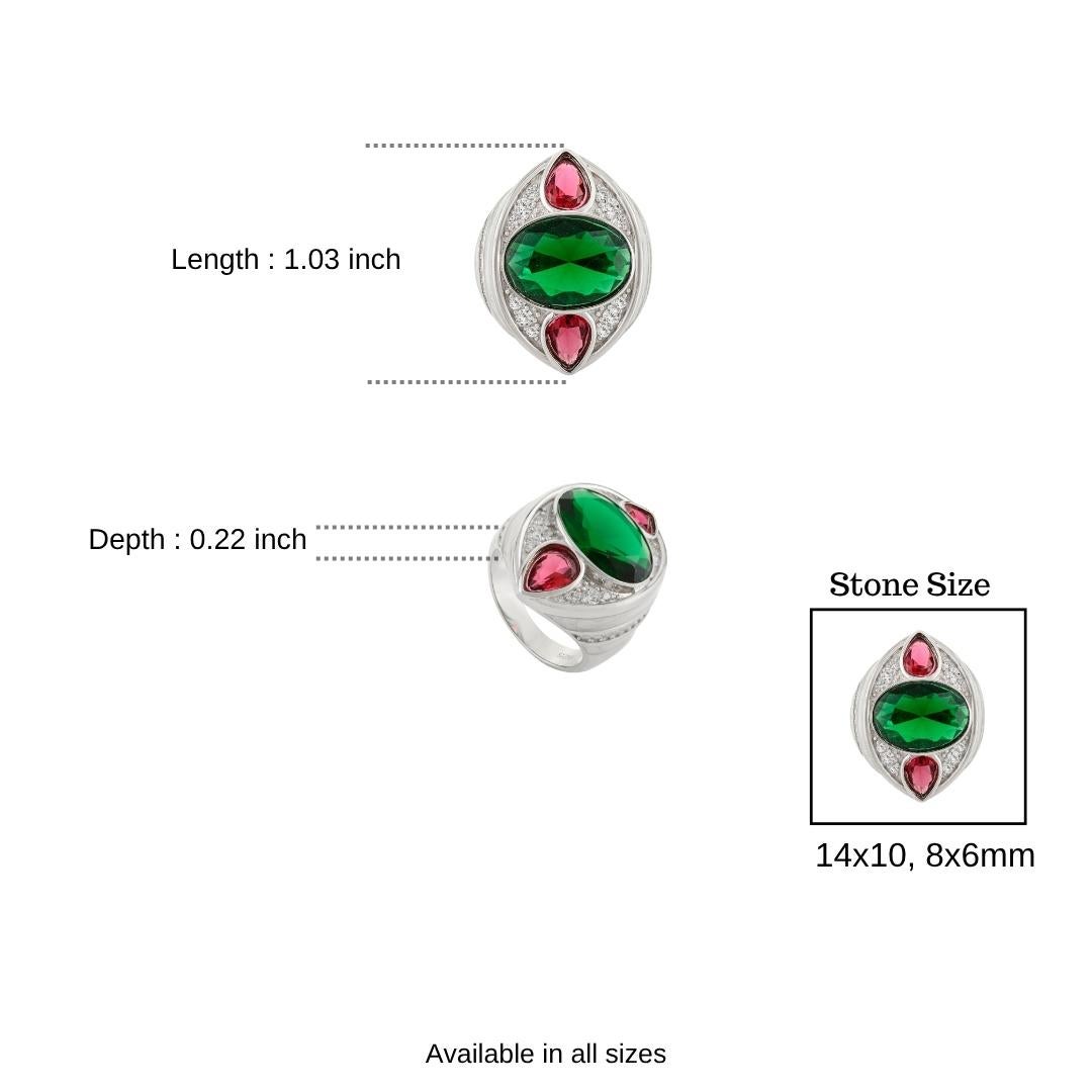 in vendita:  Silvorra 925 Argento Multi-Color Cubic Zirconia Anello Cocktail Regalo di Ringraziamento 10