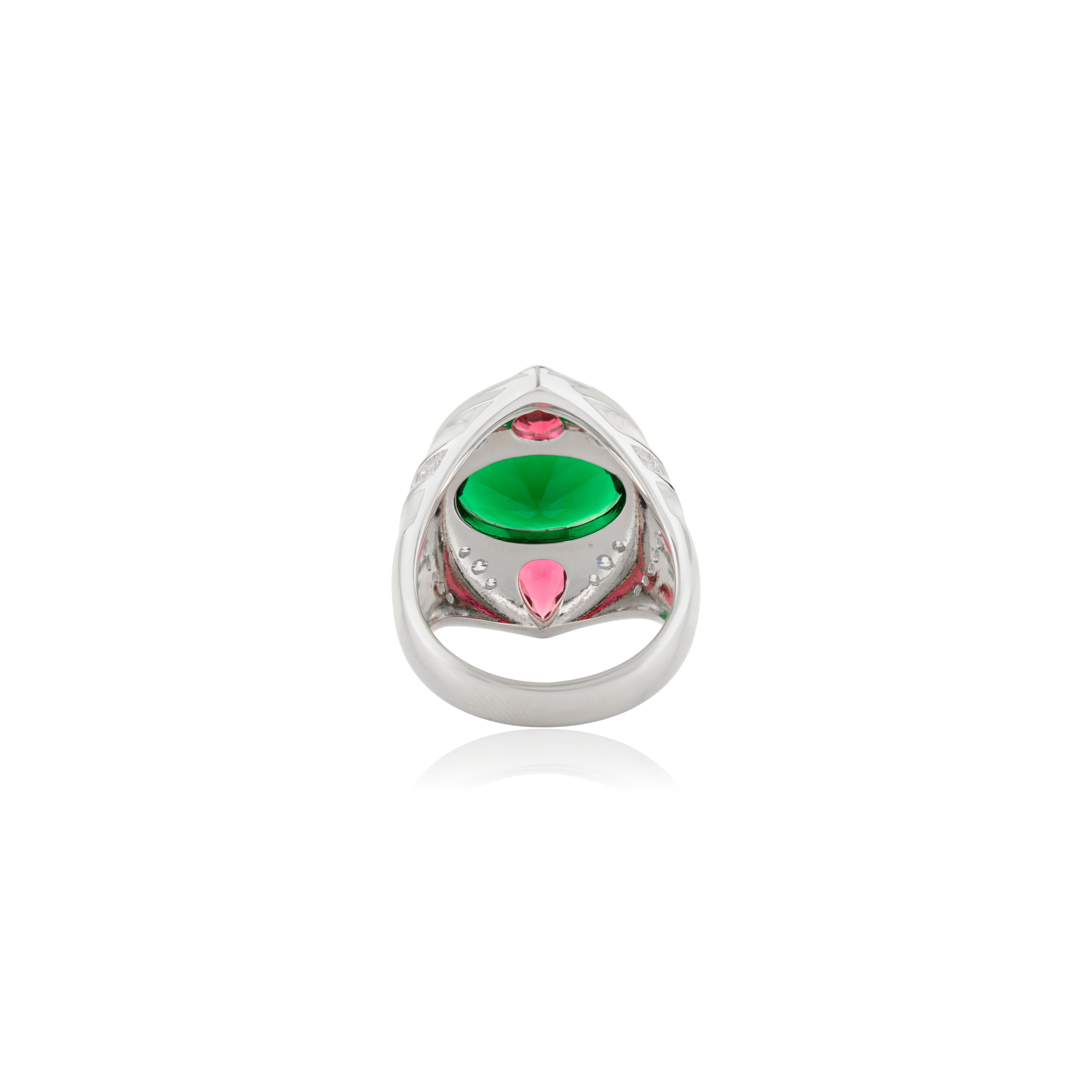 in vendita:  Silvorra 925 Argento Multi-Color Cubic Zirconia Anello Cocktail Regalo di Ringraziamento 7