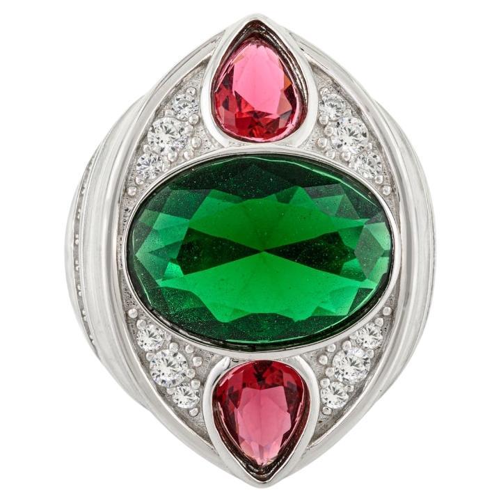 in vendita:  Silvorra 925 Argento Multi-Color Cubic Zirconia Anello Cocktail Regalo di Ringraziamento