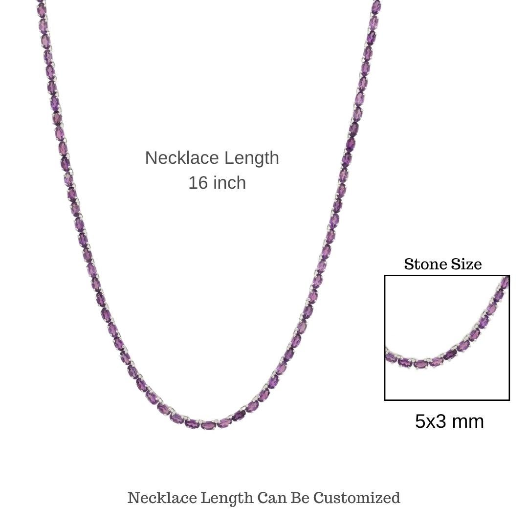 Silvorra Collana Tennis in Argento 925 con Ametista Naturale Regalo di Febbraio in vendita 4