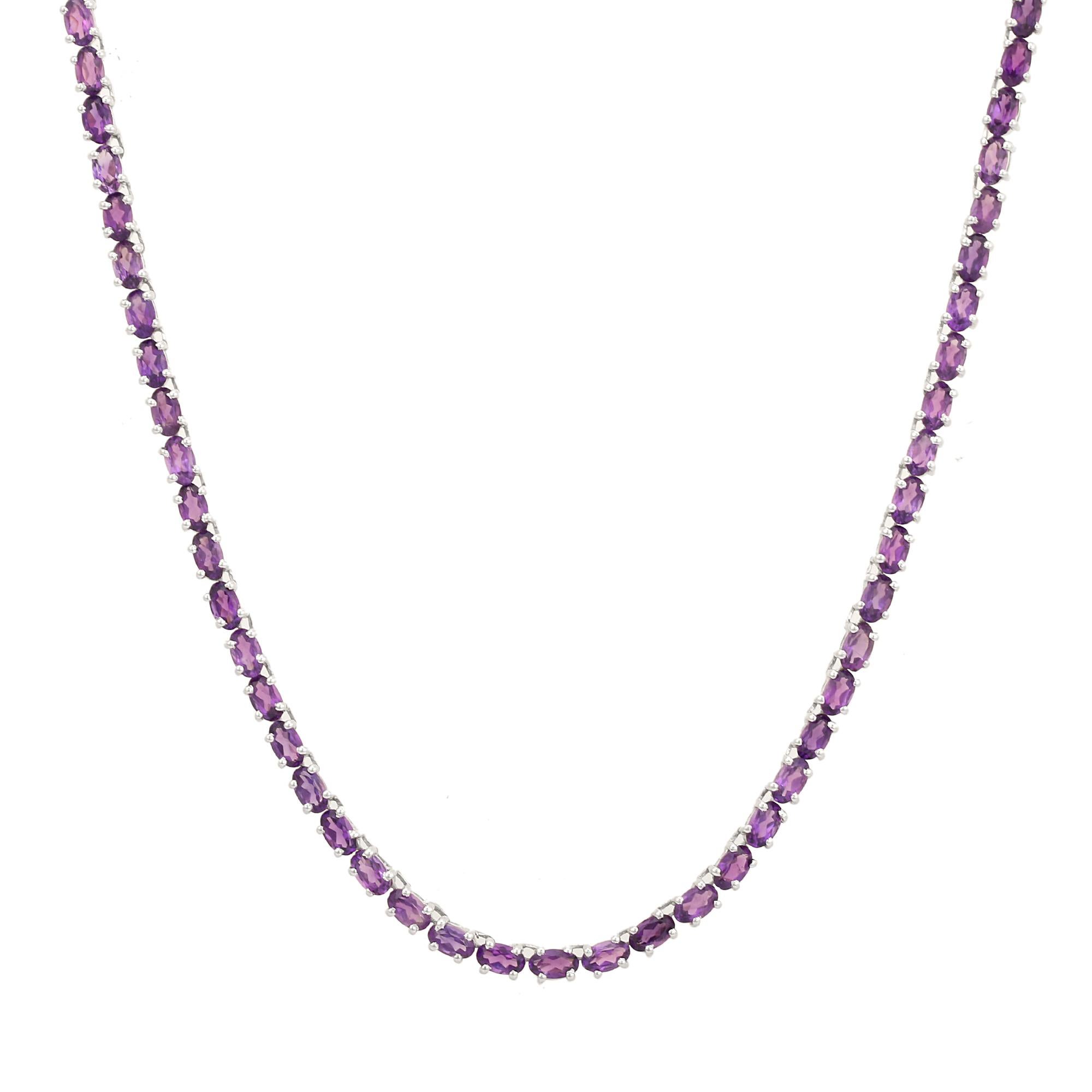 Silvorra Collana Tennis in Argento 925 con Ametista Naturale Regalo di Febbraio In condizioni Nuovo in vendita a New York, NY