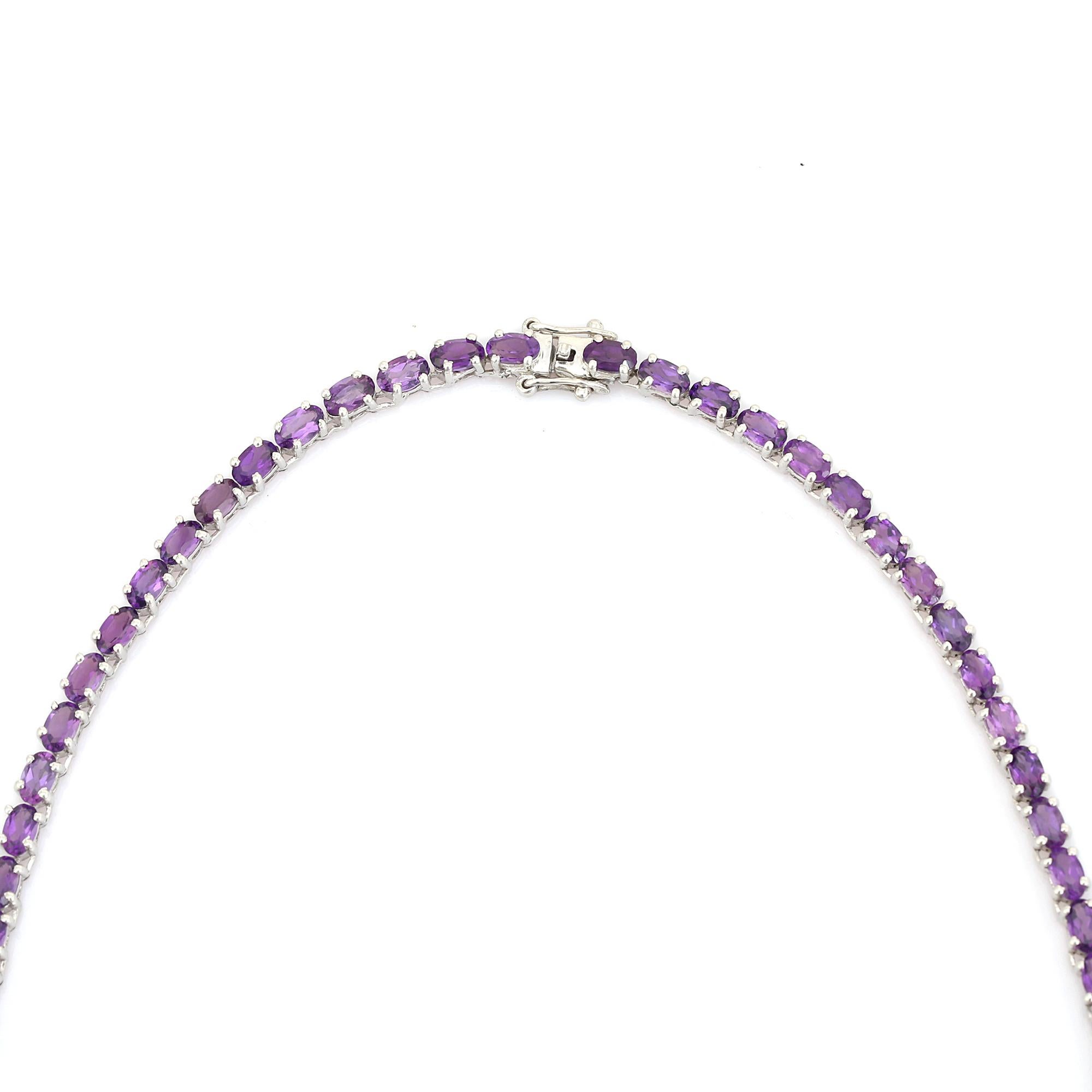 Silvorra Collana Tennis in Argento 925 con Ametista Naturale Regalo di Febbraio in vendita 3