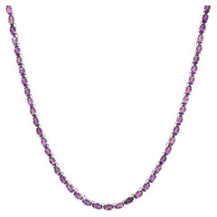 Silvorra 925 Silver Natural Amethyst Tennis Necklace February Birthstone Gift