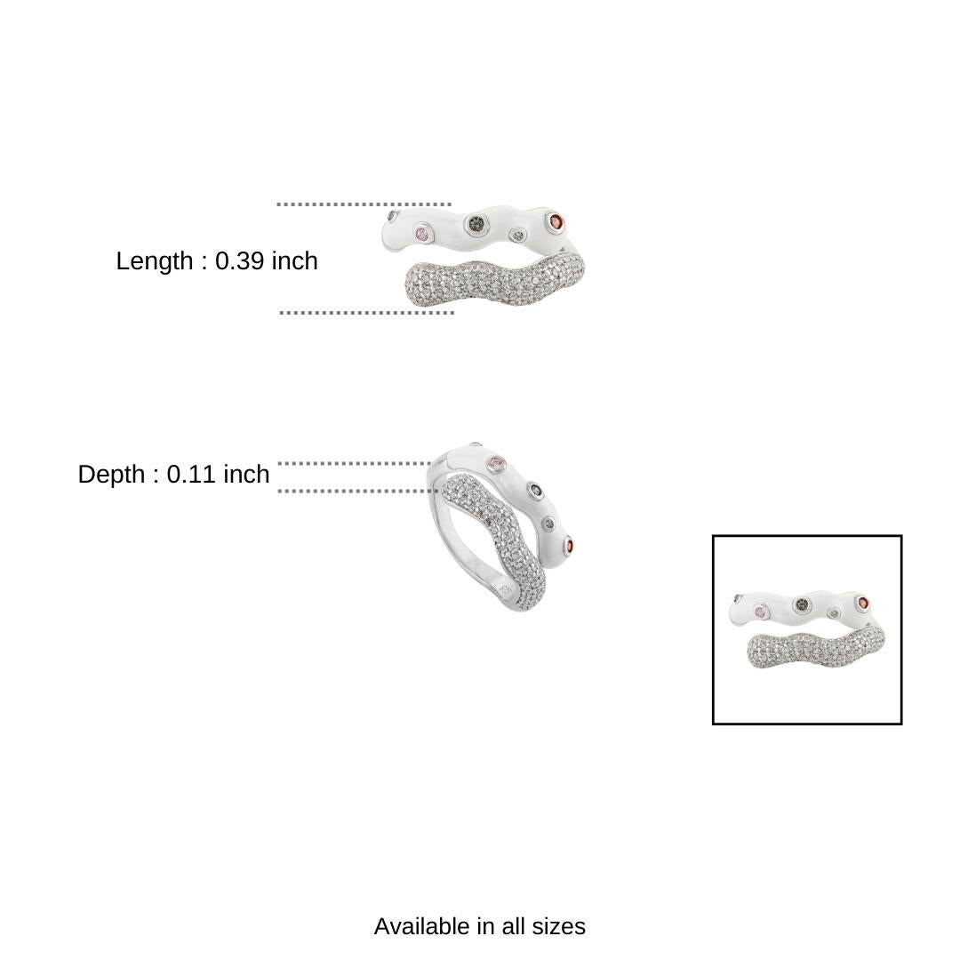 in vendita:  Anello Silvorra 925 in argento con smalto bianco a onde aperte e zirconi bianchi e multicolori 10