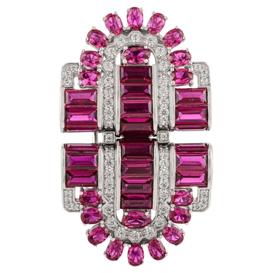 Spilla staccabile con collare in argento 925 con zircone rosa e bianco Silvorra