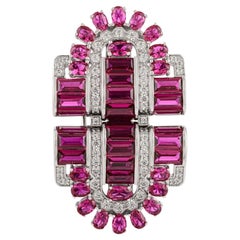 Silvorra 925 Silver Pink & White Cubic Zircon Detachable Brooch with Collar Pin