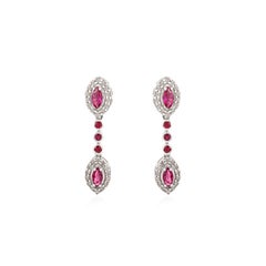 Silvorra Pendientes de Plata 925 con Circón Rosa y Halo de Diamantes para Regalo de San Valentín