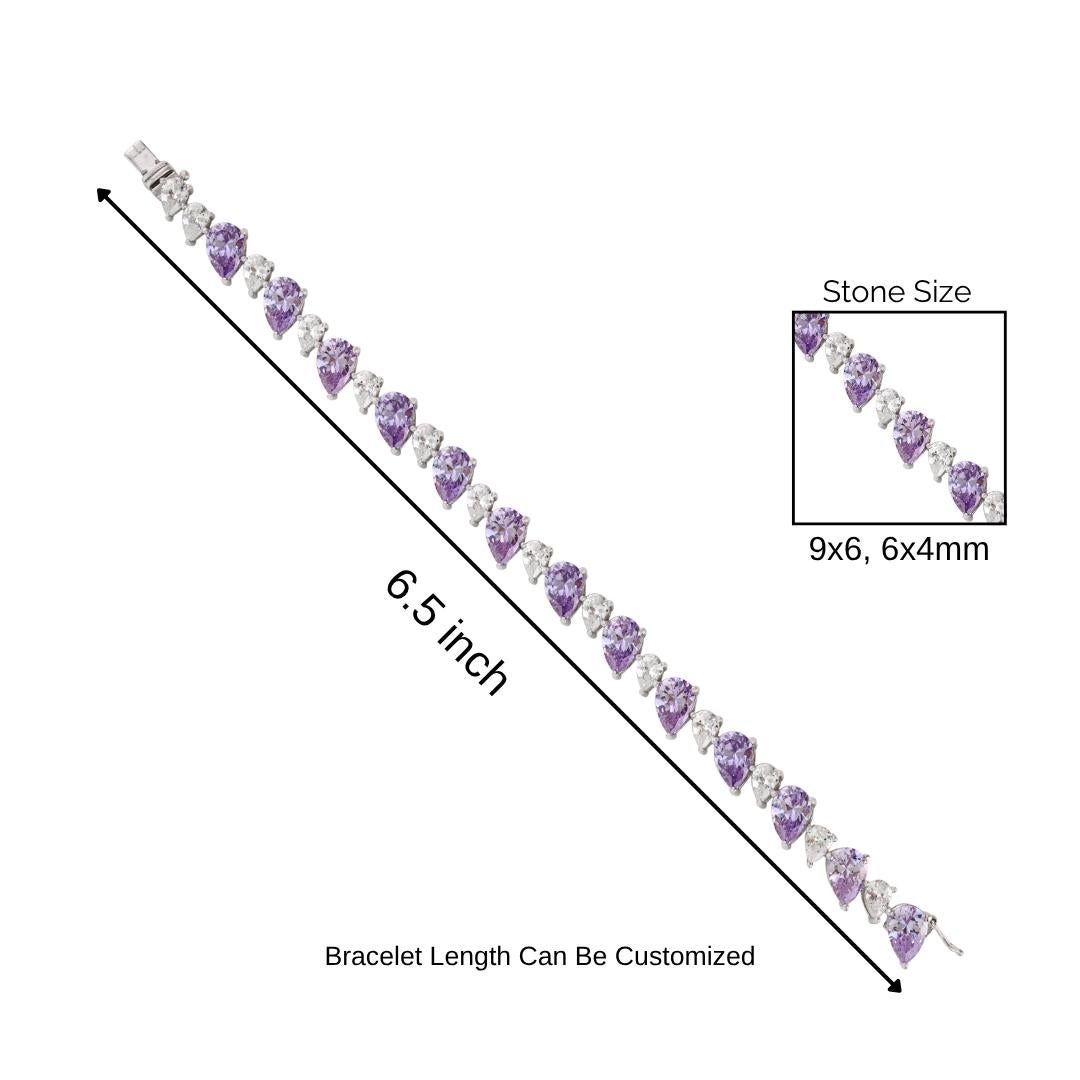 Bracciale tennis in argento 925 con perle e zirconi bianchi e viola di Silvorra in vendita 3