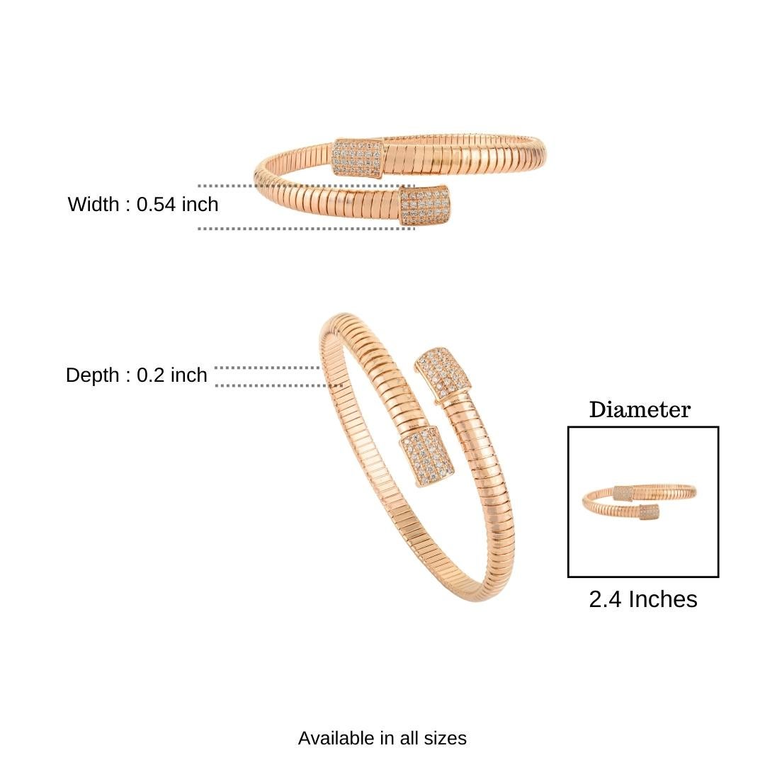 Bracciale aperto con zirconi bianchi in argento 925 e tonalità oro rosa di Silvorra in vendita 4