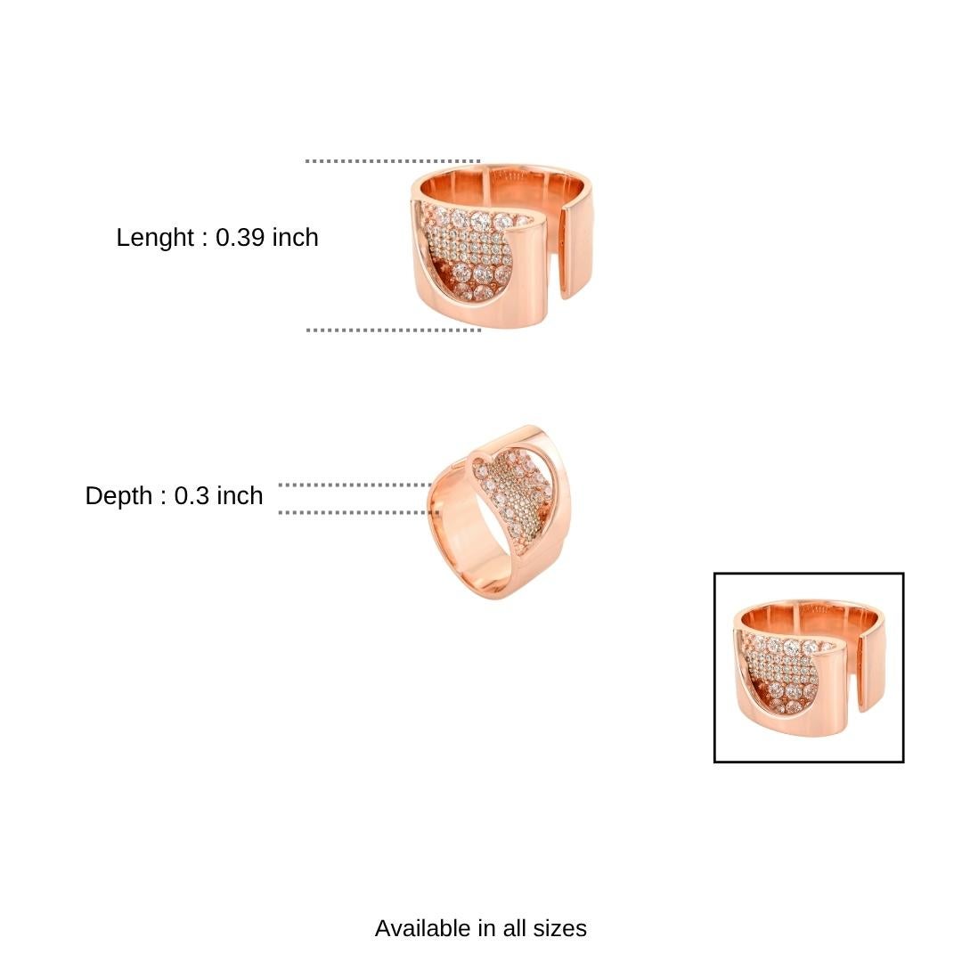 En vente :  A Silver Silver Rose Gold Wide Wrap Band Ring with Sparkling Cubic Zirconia (bague en argent 925 et or rose avec zircon cubique étincelant) 6