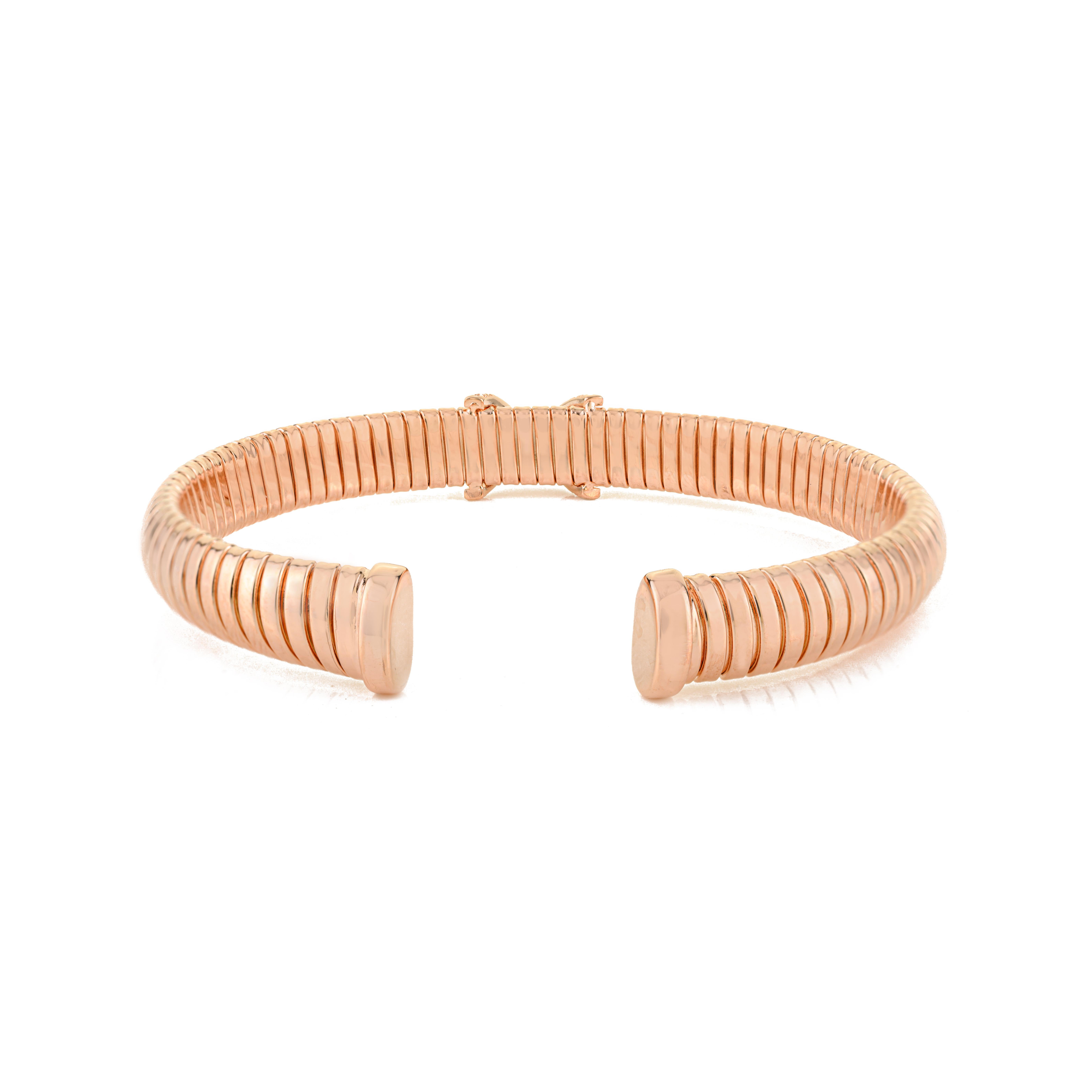Bracciale Tubogas con motivo X in argento 925 e oro rosa Silvorra con zircone bianco in vendita 1
