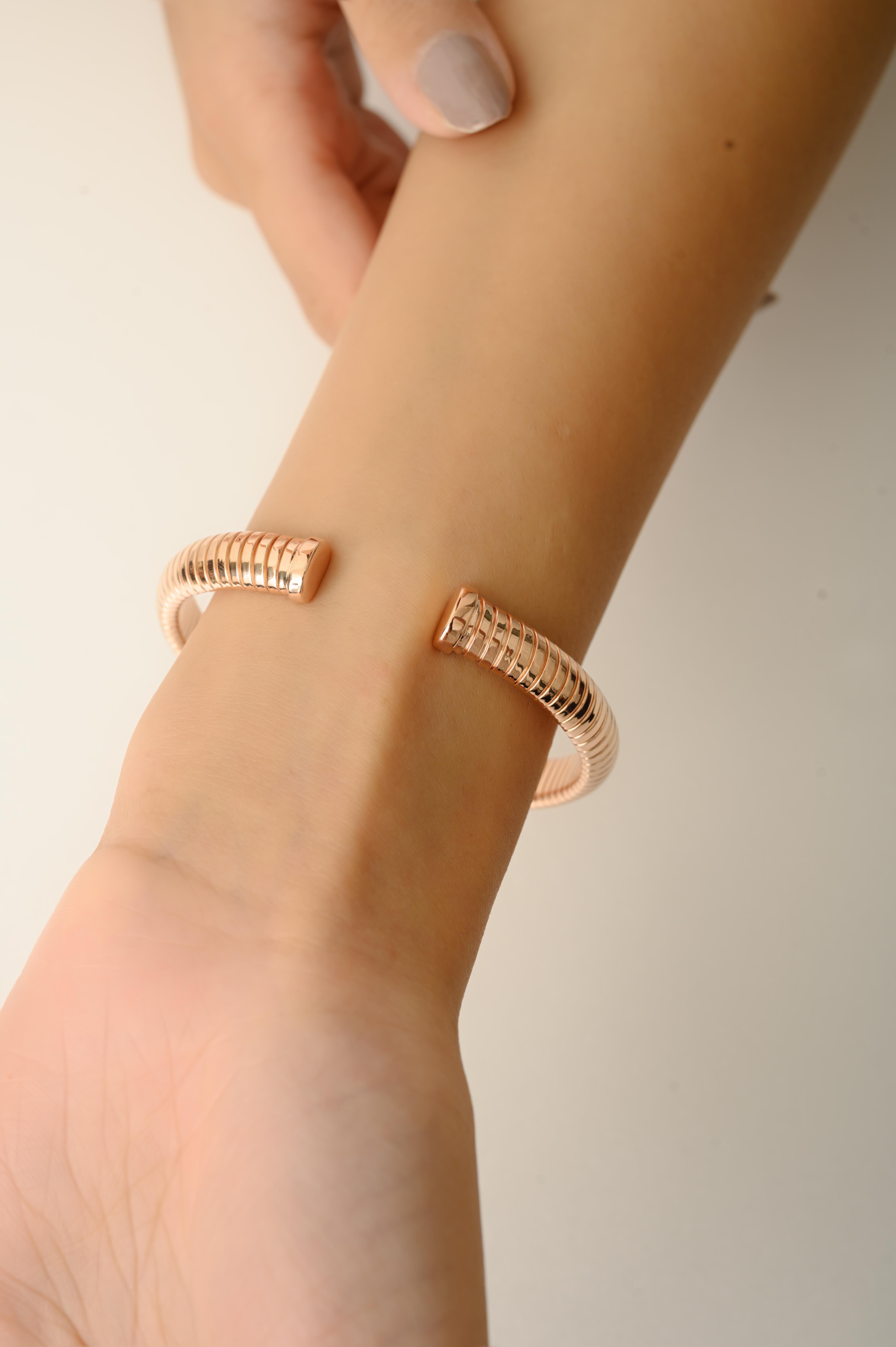 Bracciale Tubogas con motivo X in argento 925 e oro rosa Silvorra con zircone bianco in vendita 2