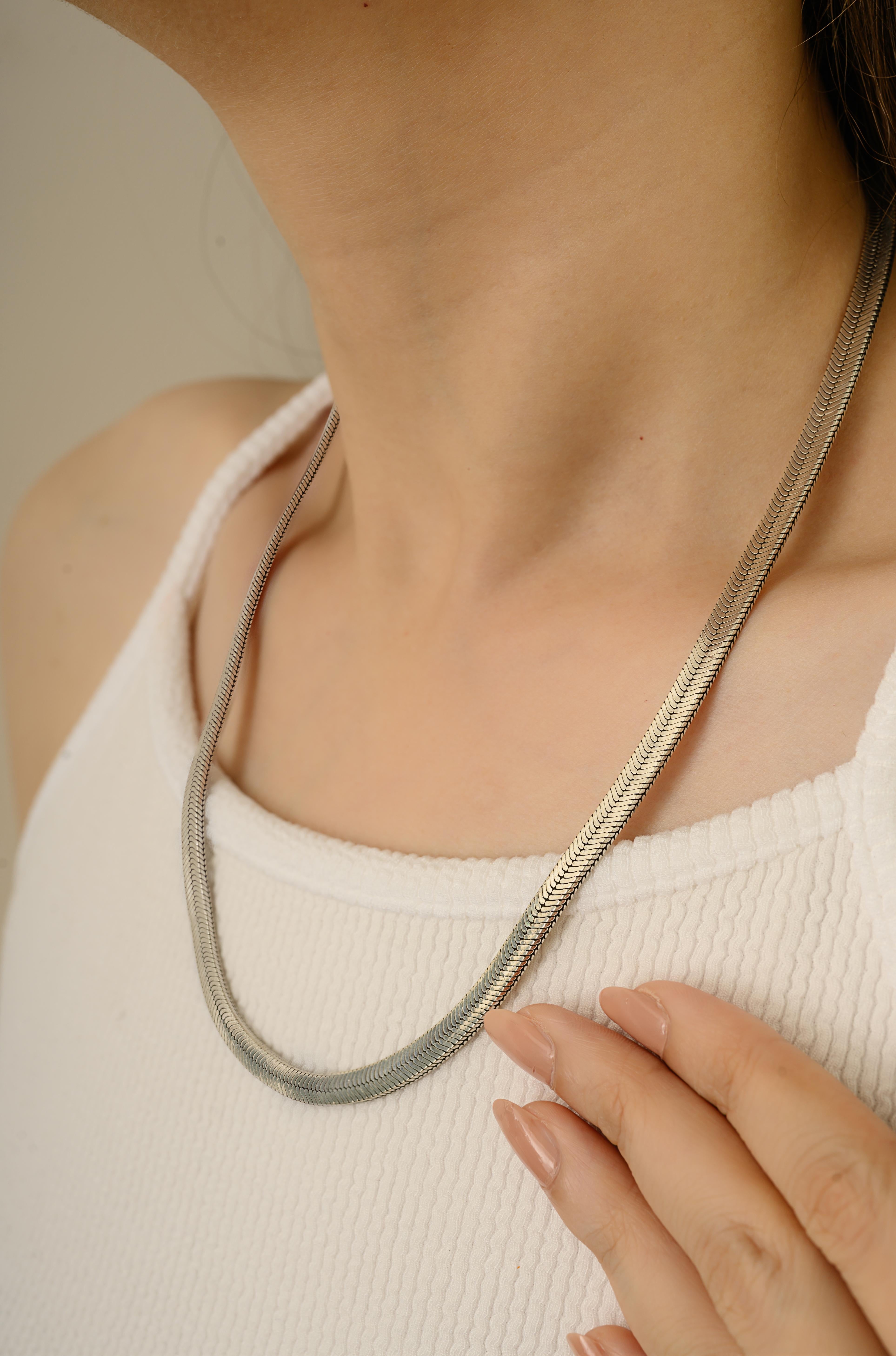 Collana unisex con catena a serpente in argento 925 di Silvorra, 20,5 pollici con chiusura a gancio in vendita 1
