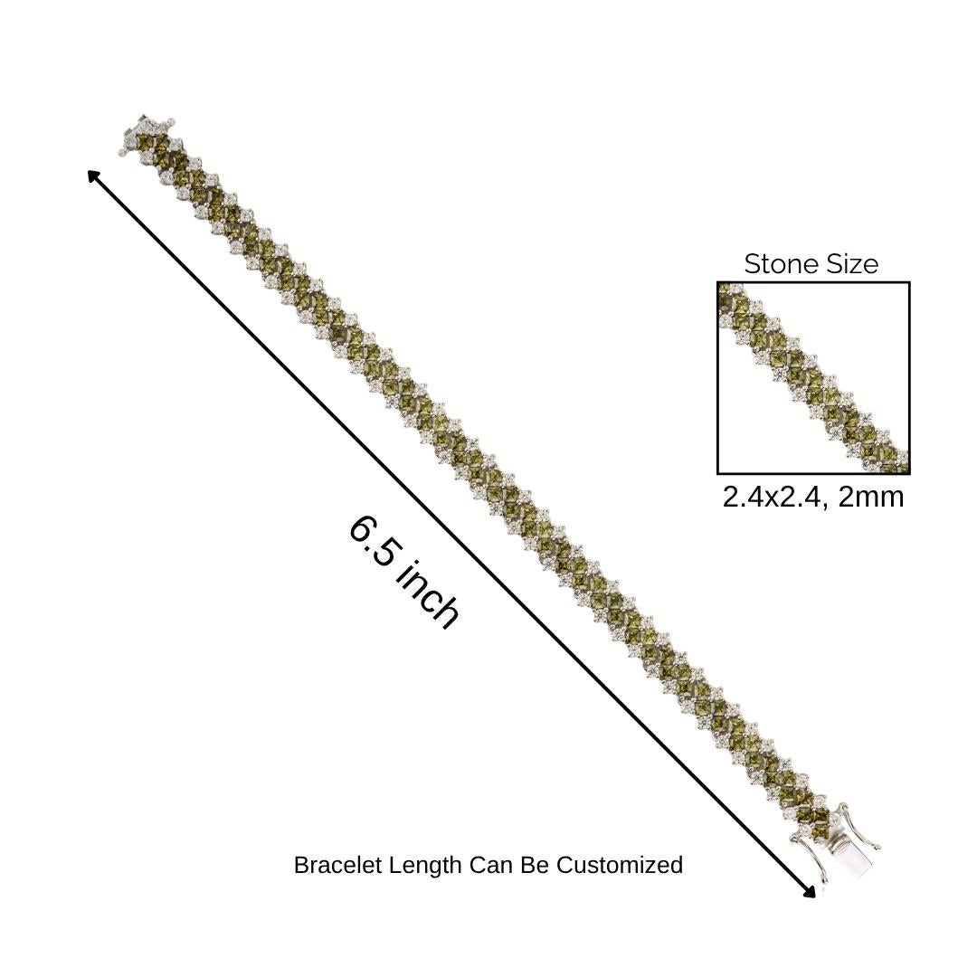 Silvorra Bracelet de tennis en argent 925 avec pierres CZ vertes et blanches Cadeau de Noël en vente 3