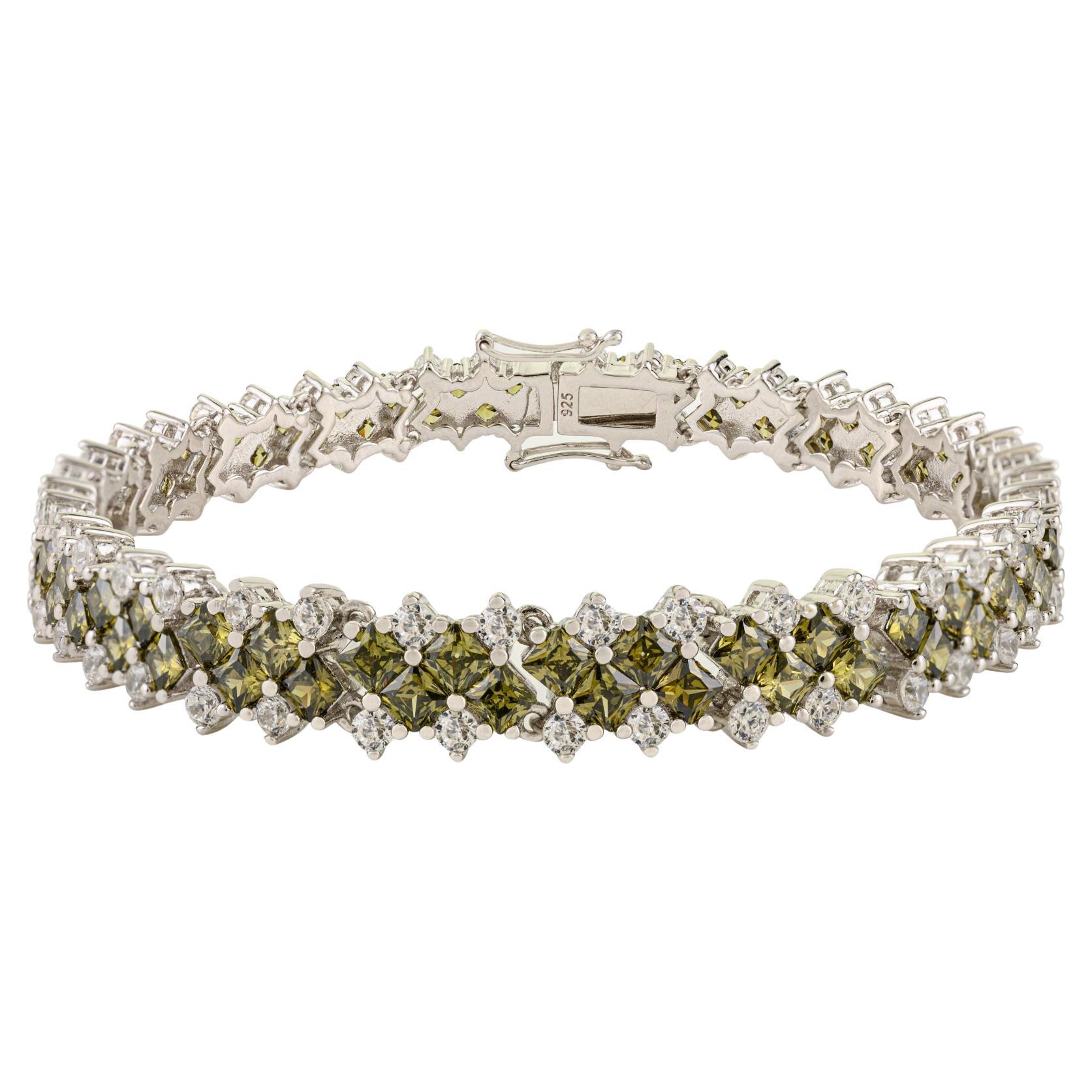 Bracciale Tennis in Argento 925 con Pietre Greene 
Greene Stone Regalo di Natale di Silvorra