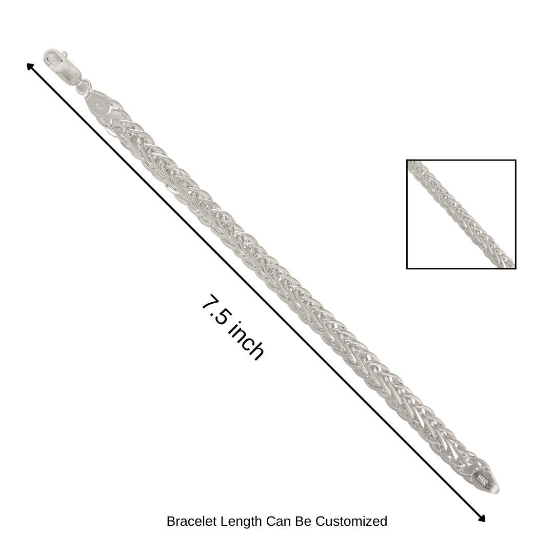 Silvorra 925 Silver Unique Braided Overlapped Link Chain Unisex Bracelet For Sale 8