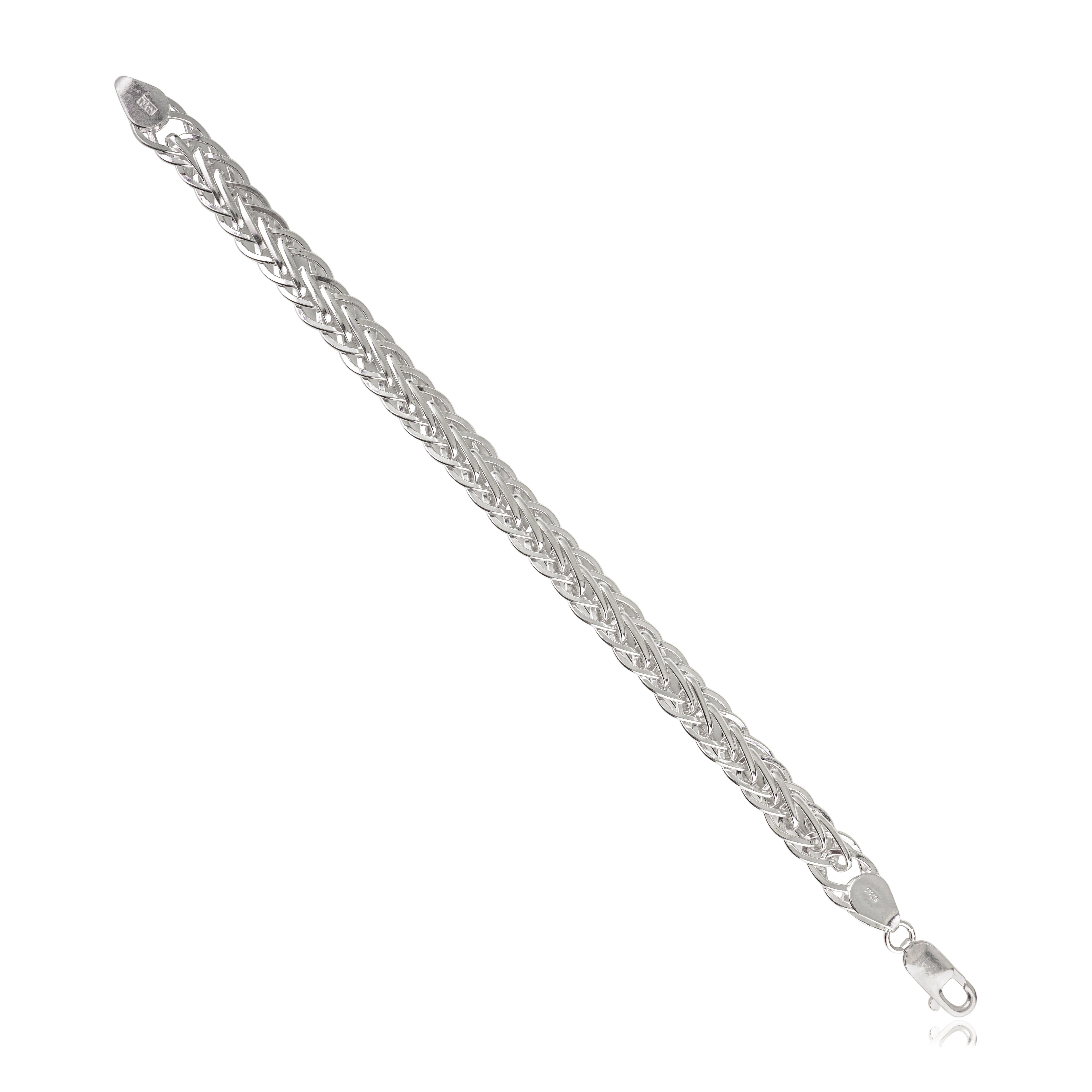 Silvorra 925 Silver Unique Braided Overlapped Link Chain Unisex Bracelet For Sale 1