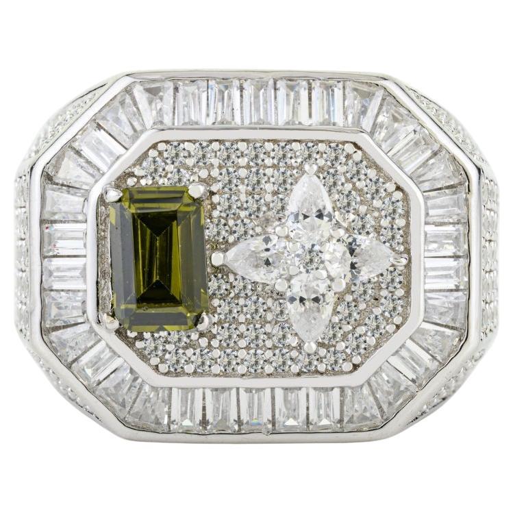 Anello unisex in argento 925 con zirconi verdi e bianchi di Silvorra