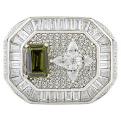 Anello unisex in argento 925 con zirconi verdi e bianchi di Silvorra