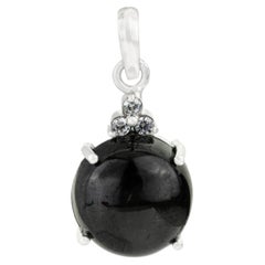 Silvorra 925 massivem Silber schwarzer Stern Edelstein Halo-Anhänger mit Zirkon Akzente