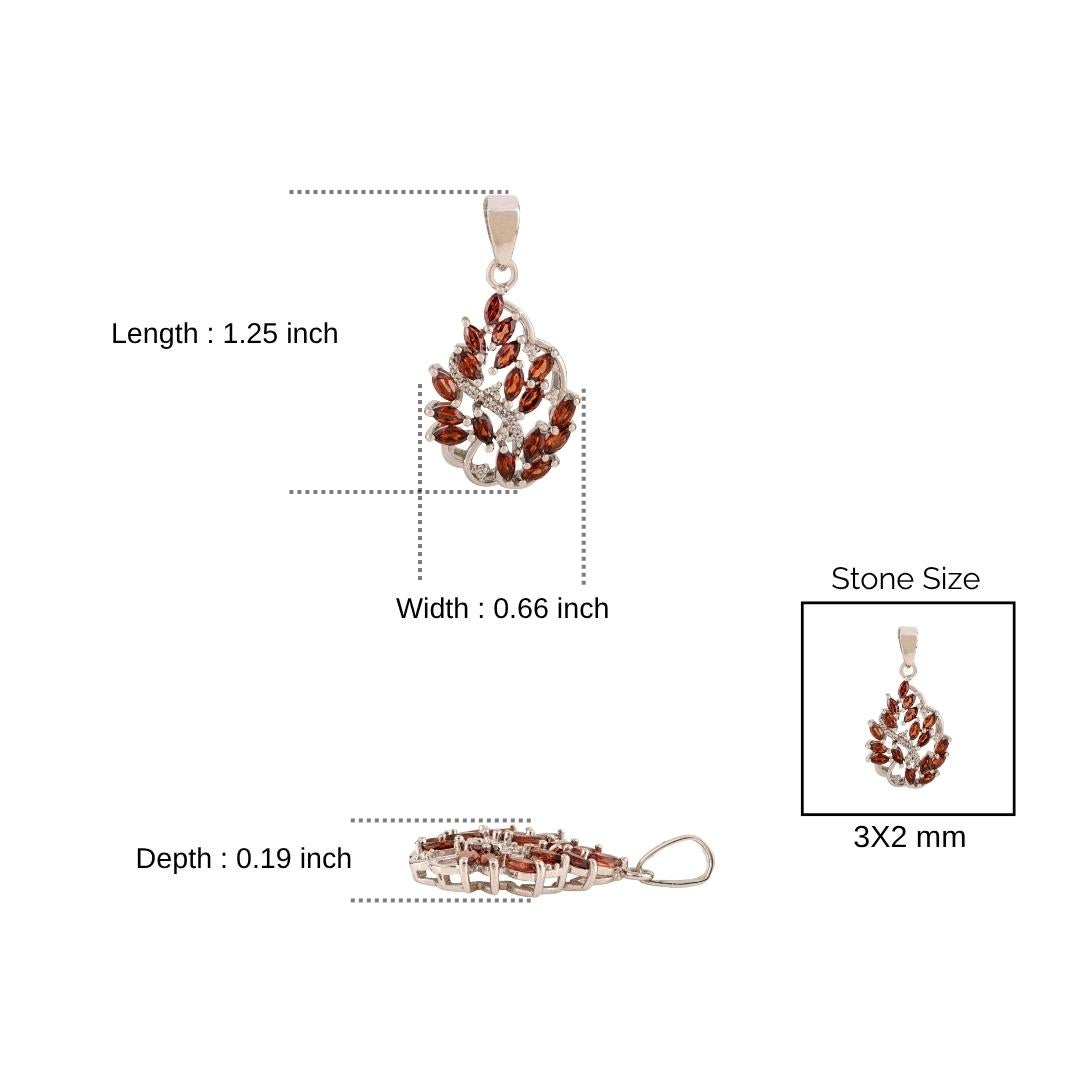 Ciondolo a forma di foglia con granato rosso intenso e zircone di Silvorra in argento 925 da 13,25 carati in vendita 4