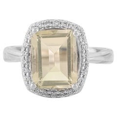Silvorra 925 Sterling Silver 2.7 Carat Green Amethyst Halo Zircon Cluster Ring