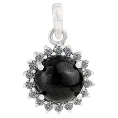 Silvorra 925 Sterling Silber 5.71CT Schwarzer Stern Anhänger mit Halo Zirkon für Geschenk