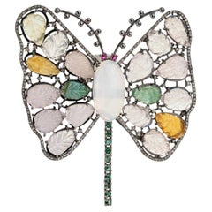 Spilla a farfalla in argento 925 di Silvorra con opale e gemme da 43,4 carati Spilla a farfalla in argento 925 di Silvorra con opale e gemme da 43,4 carati