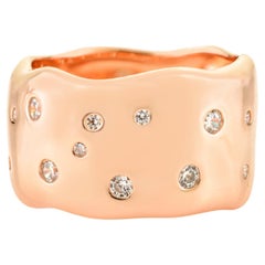 Silvorra 925 Sterling Silver Cigar Scattered Cubic Zircon Rose Gold Dome Ring