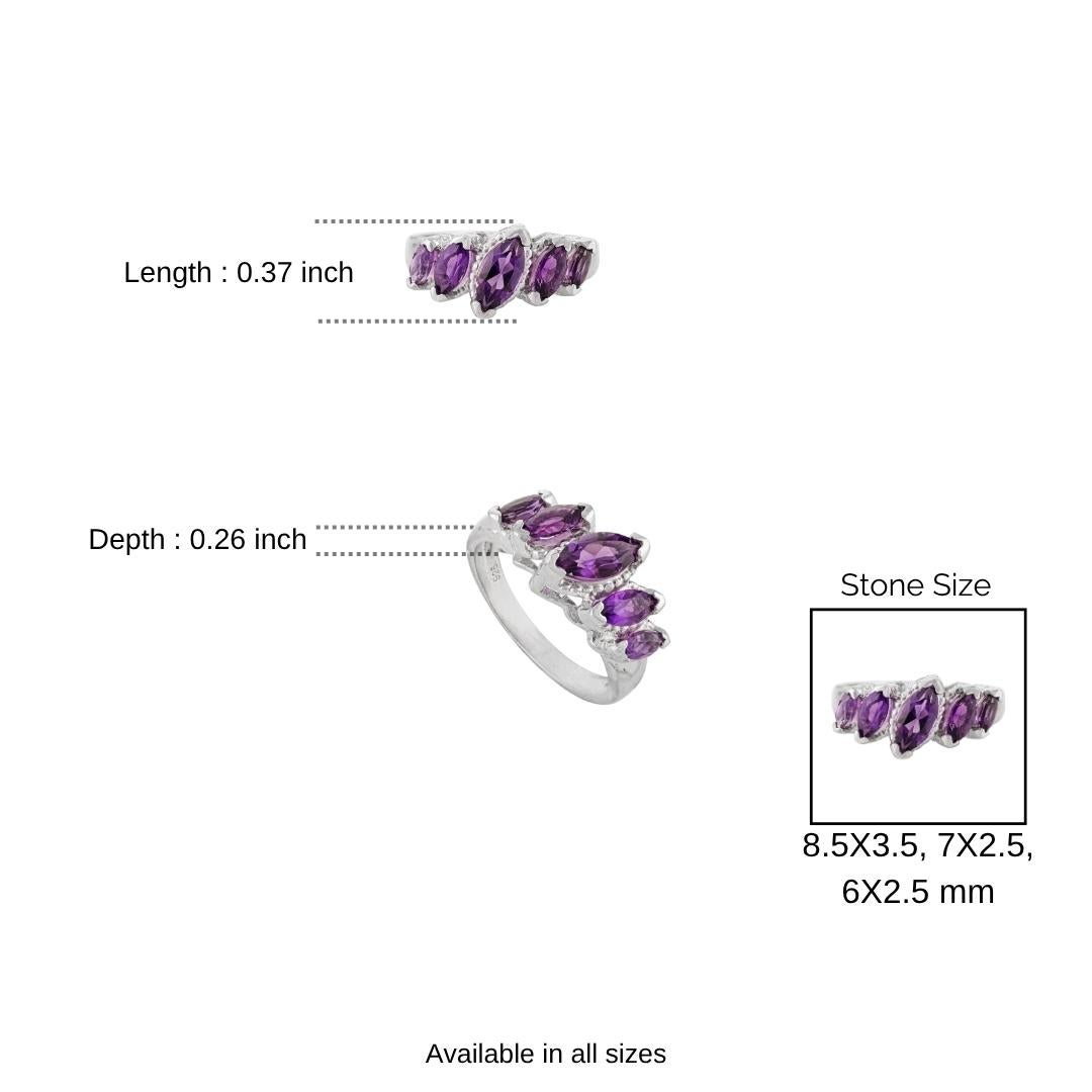 in vendita:  Silvorra 925 Sterling Silver Marquise-Cut Amethyst and White Zircon Band Ring 10