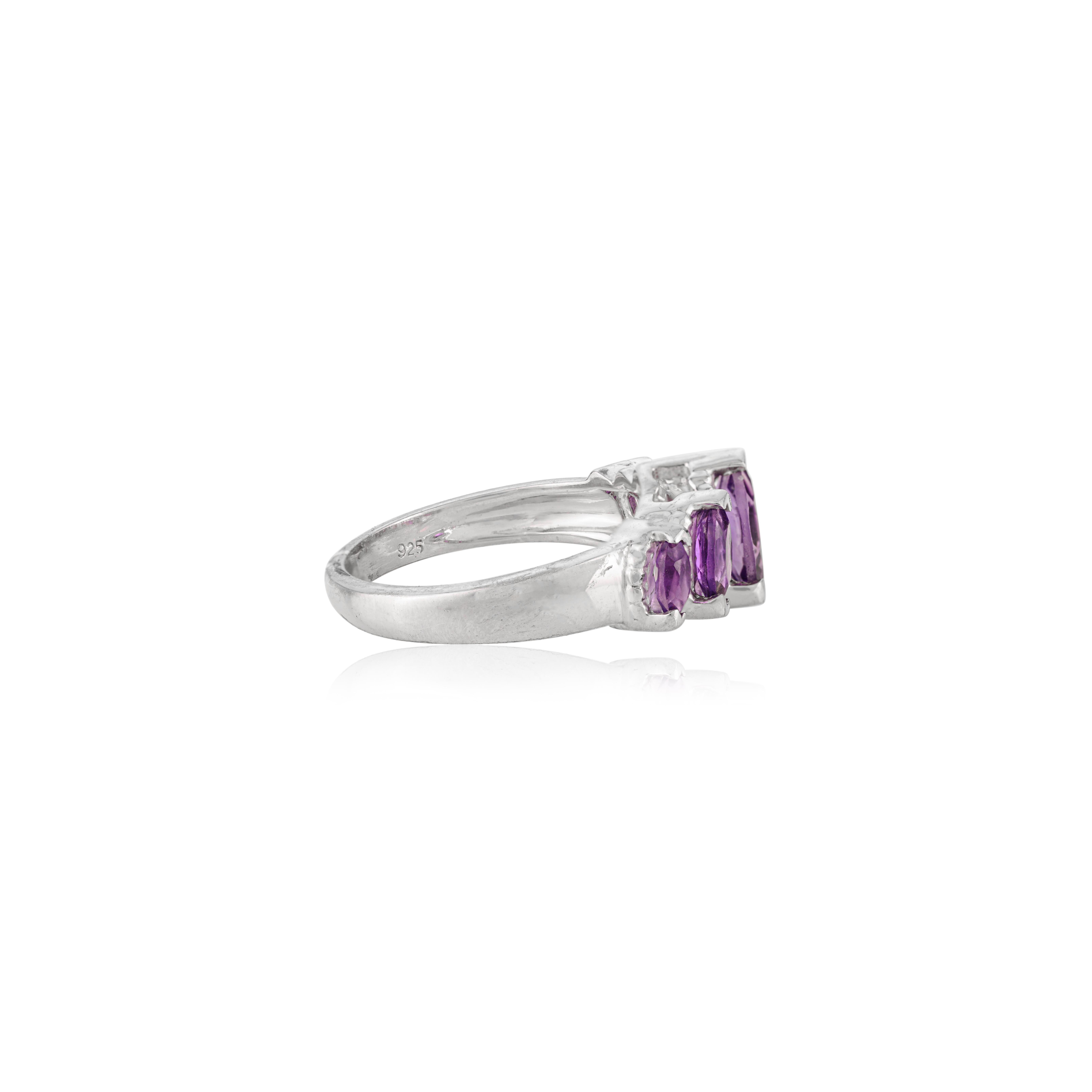 in vendita:  Silvorra 925 Sterling Silver Marquise-Cut Amethyst and White Zircon Band Ring 5