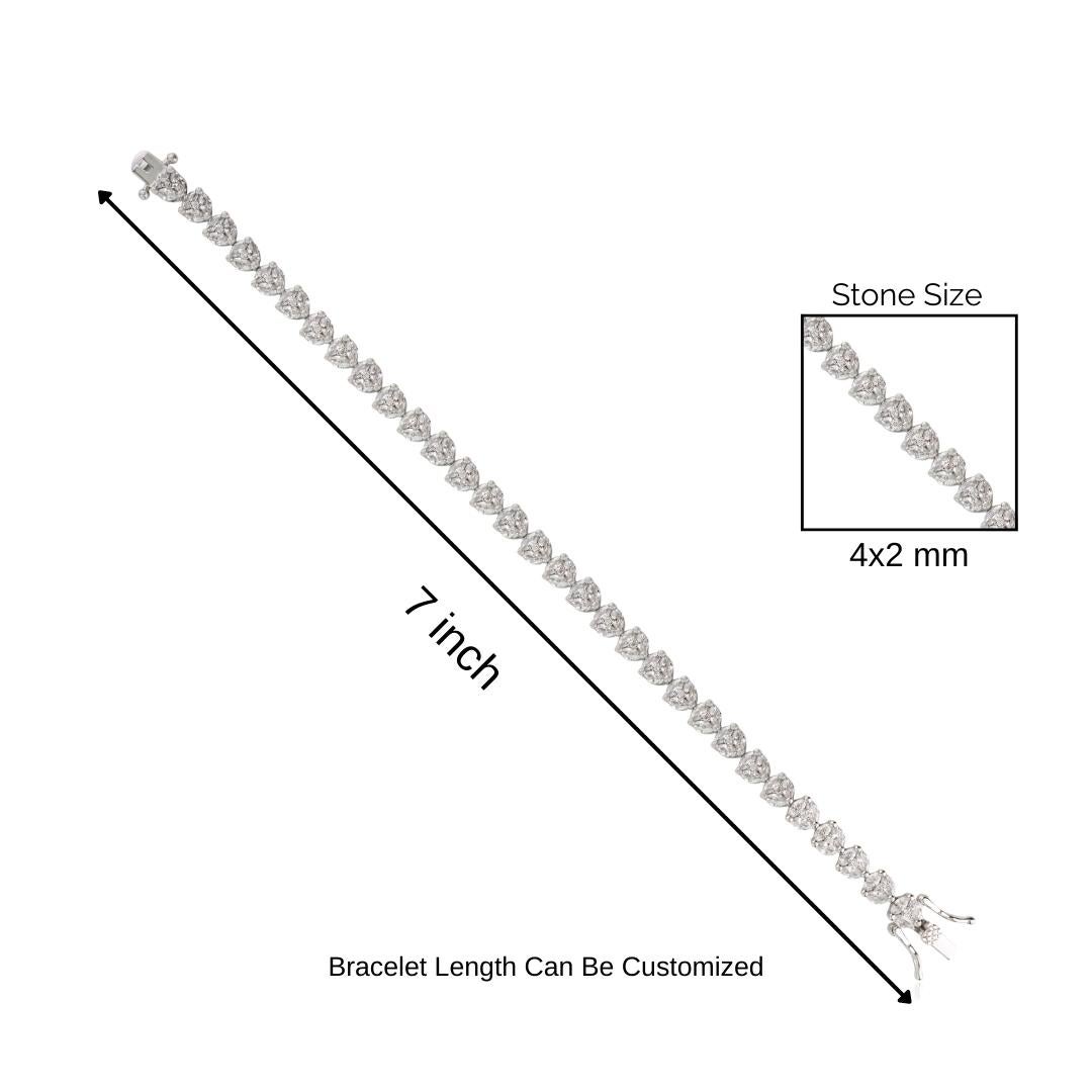 Silvorra Pulsera Tenis Plata de Ley 925 Corte Marquesa Circonita Cúbica Blanca en venta 4