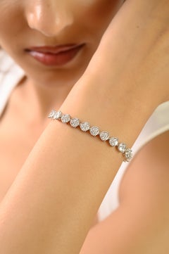 Silvorra 925 Sterling Silver Marquise Cut White Cubic Zirconia Tennis Bracelet