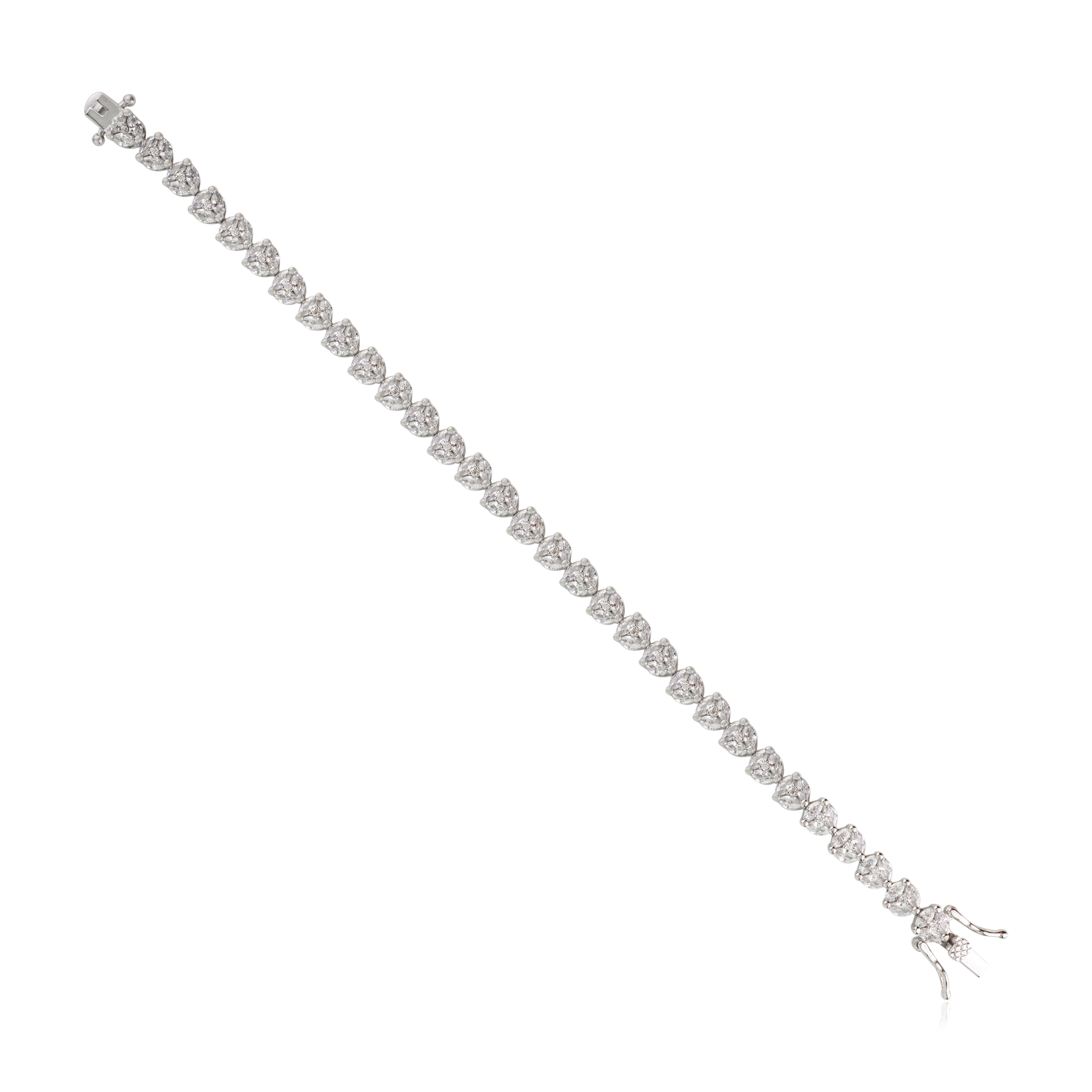 Silvorra Pulsera Tenis Plata de Ley 925 Corte Marquesa Circonita Cúbica Blanca Modernista en venta